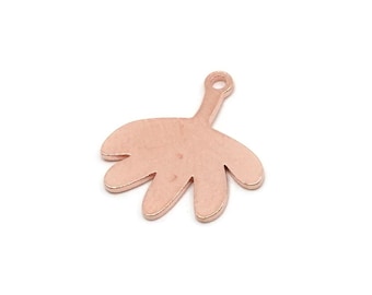 Kupfer Blatt Charm, Rohes Kupfer Blatt Charms mit 1 Schlaufe, Zubehör (18x16x0.80 mm) SMP2950