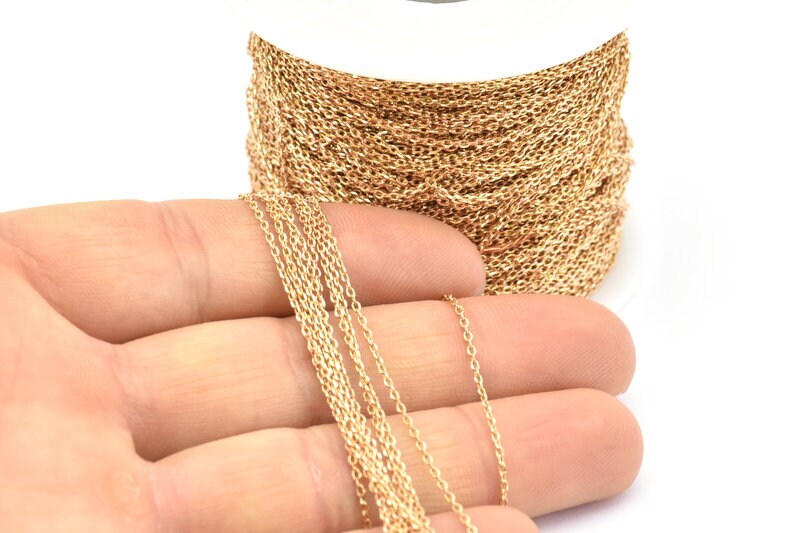 Brass Link Chain, 5m-10m-20m-50m-90m Raw Brass Soldered Chain (1x1