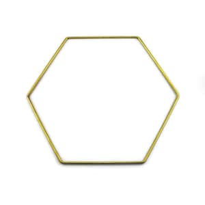 Brass Macrame Ring, Raw Brass Hexagon Macrame Hoop, Wall Art Decor, Dreamcatcher, Hanging (190x220x3mm) MY02