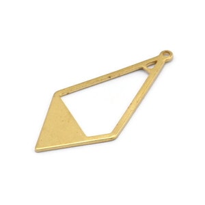 Brass Diamond Charm, 24 Raw Brass Rhombus Charms With 1 Loop, Earrings, Findings (36x16x0,80mm) D0709