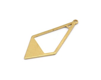 Brass Diamond Charm, 24 Raw Brass Rhombus Charms With 1 Loop, Earrings, Findings (36x16x0,80mm) D0709