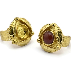 Brass Ring Settings, Raw Brass Adjustable Rings With 1 Stone Settings - Pad Size 10mm N1148