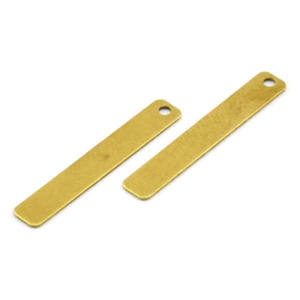 Brass Rectangle Bar, 50 Raw Brass Rectangle Charms With 1 Hole (25x4mm) Brs 652-1 A0225