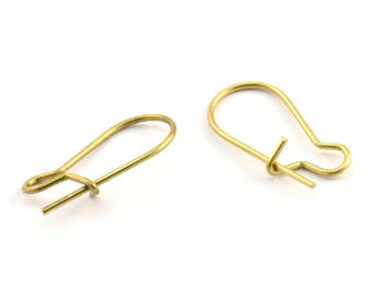 Brass Ear Hooks, 100 Raw Brass Earring Wires, Earring Hooks (20x10x0.8mm) BS 2139