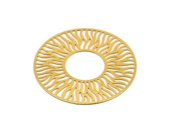 Gold Circle Charm, 2 Gold Plated Brass Circle Charms, Findings (40x0.40mm) D1418