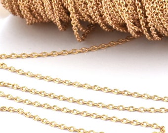 Brass Link Chain, 10 Meters - 33 Feet Raw Brass Soldered Chain (1x1.5mm) Z177