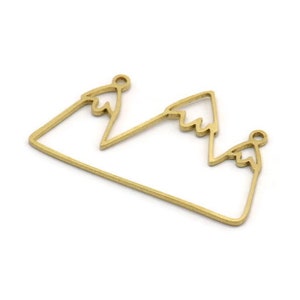 Brass Mountain Charm, 24 Raw Brass Mountain Shaped Charms With 2 Loops, Necklace Charms (21x35x0.60mm) A6340