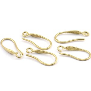 Brass Ear Hooks, 12 Raw Brass Earring Wires, Earring Hooks (19x8mm) E118