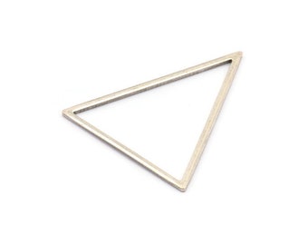 Antique Silver Blank Triangles, 6 Antique Silver Plated Brass Triangles (39x39x31mm) BS-1308 H0055