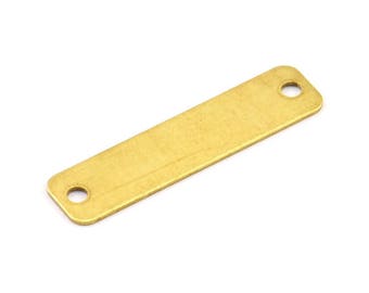 Brass Rectangle Bar, 100 Raw Brass Rectangle Stamping Blanks, Geometric Findings With 2 Holes (40x10mm) Brs 715-2 A0341