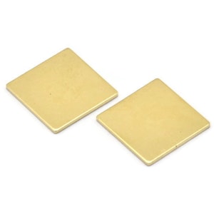 Brass Square Blank, 4 Raw Brass Square Blanks, Stamping Blanks (18x1mm) A2583