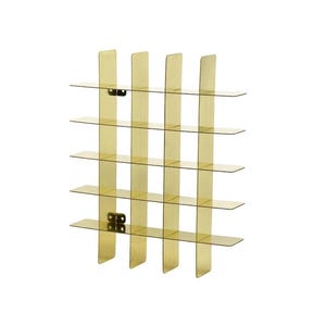 Custom Raw Brass Wall Shelf, Modular Grid Floating Display, Personalized Metal Rack, Made to Order Industrial Brass Wall Decor SMP3288