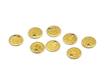 Tiny Round Tag, 100 Raw Brass Round Tags, Charms, Findings (6.5mm) Brs85 A0447