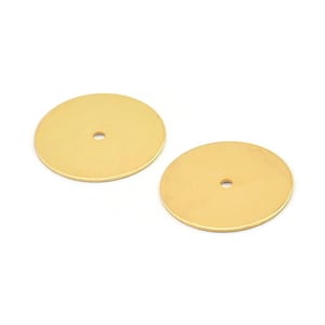 Gold Round Connector, 6 Gold Plated Brass Round Discs, Middle Hole Connectors, Bead Caps, Findings (16mm) Brs 66 A0445