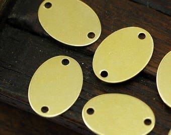 Stamping Oval Connectors, 100 Raw Brass Stamping Oval Connectors (10x14mm) Brs 385 A0315