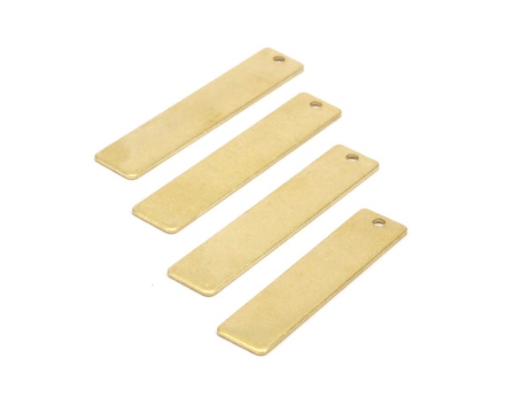 40x6x0.80mm M01482 Brass Rectangle Bar 12 Textured Raw Brass Stamping Blanks With 2 Holes Necklace Bar