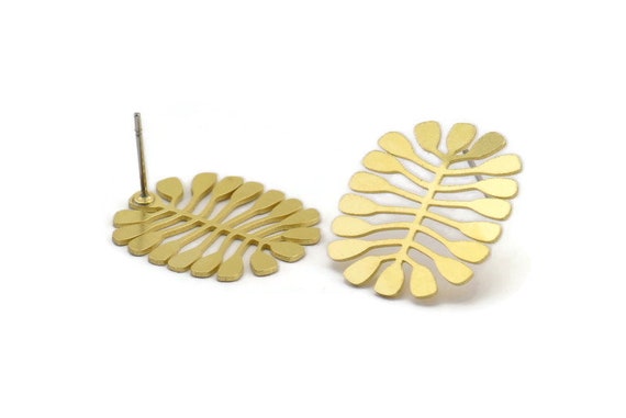 Brass leaf shop earrings