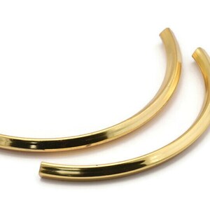 Gold Tube, 1 Gold Plated Brass Square Oval Tubes (95x5x5mm) Sq20 BRC275 Q0197