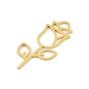 Brass Flower Charm, Raw Brass Flower Charms, Brass Earring Charms, Brass Charms for Jewelry Making (35x17x0.80mm) SMP1406