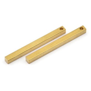 Minimalist Bar Pendant, 12 Raw Brass Bars, Necklace, Earring Findings (3x3x35mm) D0241