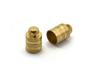 12 tapas de latón crudo, punta de cordón, extremo de cordón de 7 mm, 8 x 12 mm, tapa 2 (b0020)