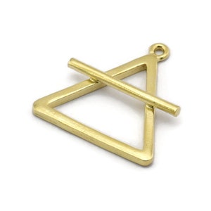Brass Element Charm, Raw Brass Air Element Symbol Charms With 1 Loop (26x25mm) N1972