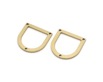 D Shape Rings, Raw Brass D Shape Charms With 3 Holes, Connectors, Geometric Findings (17x17x1mm) SMP2976