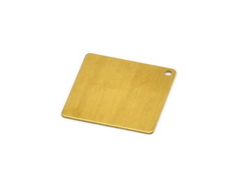 Square Earring Finding, 12 Raw Brass Square Stamping Charms, Pendants With 1 Hole (20x20mm) A0061