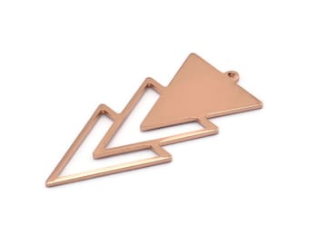 Rose Gold Triangle Charm, Rose Gold Plated Brass Triangle Charm With 1 Loop (49x21x1mm) M01120