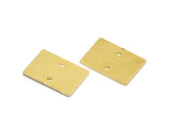 Pingente retangular de latão, 12 pingentes retangulares de latão bruto com 2 furos, conectores, acessórios para brincos (15x10x0,80 mm) A3033