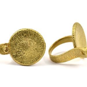 Brass Ethnic Rings - Raw Brass Adjustable Geometric Ring with a Small Pad (3.30mm) N0155