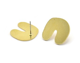 Pendientes de botón, 8 pendientes de botón de latón crudo - Pendientes de botón de forma irregular - Pendientes de latón - Pendientes (17x17x0,80 mm) A2653