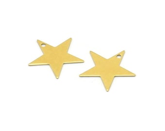 Raw Brass Star, 20 Raw Brass Star Blank, Stamping Tag, Findings, Charms, (15mm) Brs 626 A0297