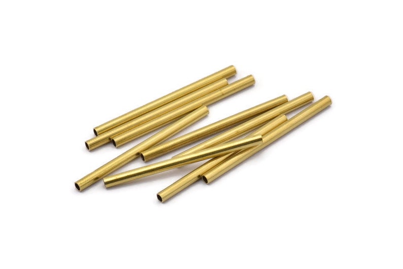 Brass Plain Tubes 50 Raw Brass Tube Beads 2x30mm Bs 1434 image 4