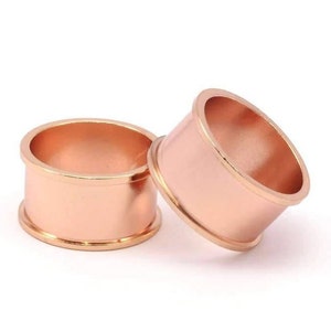 Rose Gold Channel Ring - 2 Rose Gold Plated Brass Channel Ring Settings (19mm) N0479 Q0128