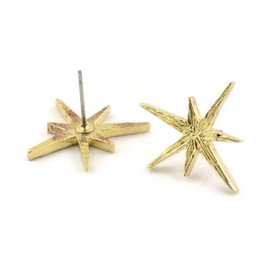Brass Boom Earring, 6 Raw Brass Boom Stud Earrings (22x17x2mm) N1488