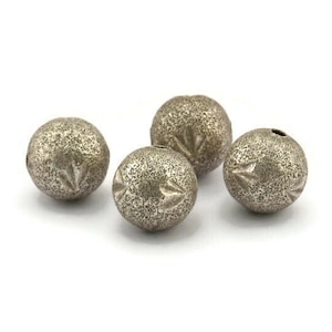Silver Ball Bead, 12 Antique Silver Plated Brass Spacer Beads, Findings (10mm) D1233