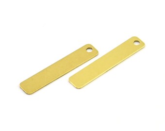 Barra retangular de latão, 500 etiquetas retangulares de latão bruto, achados geométricos (4 x 20 mm) D0208