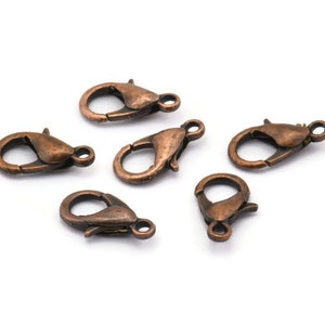 Copper Parrot Clasp, 100 Antique Copper Lobster Claw Clasps (12x6mm) P502 A0401