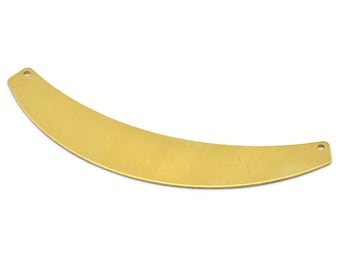 May include: A gold-colored metal curved bar with two holes at each end. The bar is smooth and has a slightly rounded edge.