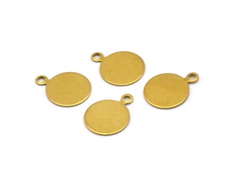 Brass Round Tag, 100 Raw Brass Tags (10mm) Brs 91 A0219