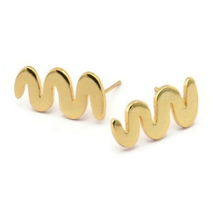 Earring Studs, 4 Gold Plated Brass - Irregular Stud Earrings - Gold Earrings - Earrings (20x10x1.2mm) N1508