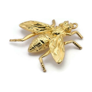 Huge Bug Pendant, 1 Gold Plated Bug Fly Insect Charm Pendant (43x41mm) N0214 Q0088