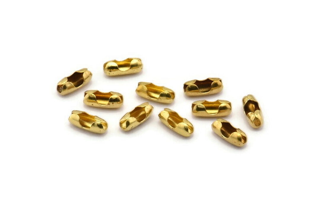 Ball Chain Connector, 100 Raw Brass Ball Chain Connector Clasps for 3