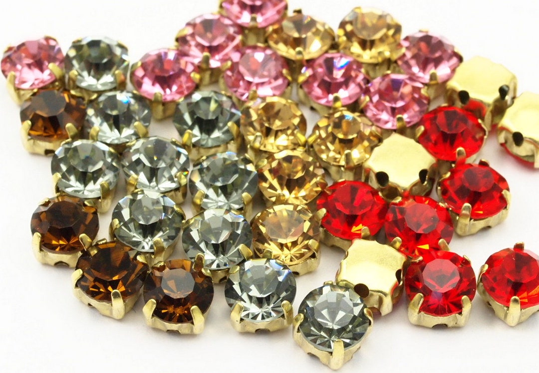 SS29 Colors - Chaton Sew on Crystal Rhinestone Prong Setting 4 Hole ...