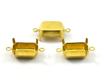 Oprawa z bolcami prostokątnymi, 25 surowych prostokątów mosiężnych z 2 pętelkami, oprawa z bolcami z 4 pazurami (18 x 13 mm) S539