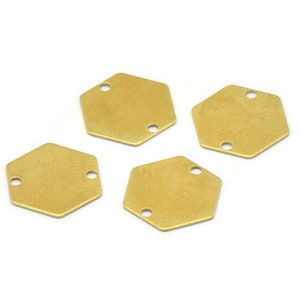 Kleine zeshoekige connector, 100 onbewerkte messing zeshoekige stempels, labels, connectoren (12 mm) A0794