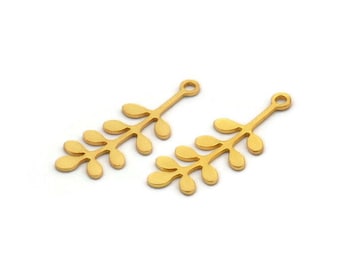 Gold Leaf Charm, 12 Gold Plated Brass Leaf Charms With 1 Loop, Charm Pendants (24x9x0.60mm) A3298 H1039