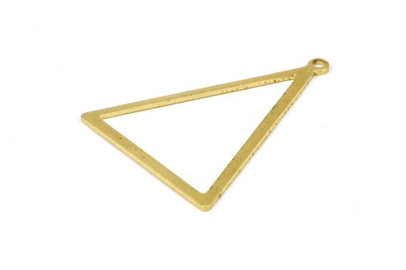 Brass Blank Triangles, 12 Raw Brass Triangles With 1 Loop