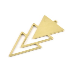 Brass Triangle Charm, 6 Raw Brass Triangle Charms With 1 Loop (49x21x1mm) M01120